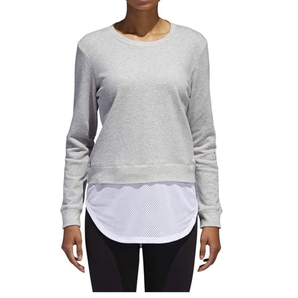 Adidas Layered Gray Crewneck Sweatshirt With Mesh